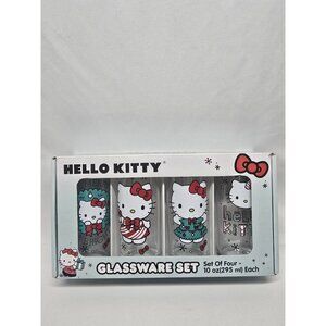 HELLO KITTY Christmas Set Of Four 10 oz(295 ml) Each Glass Cups